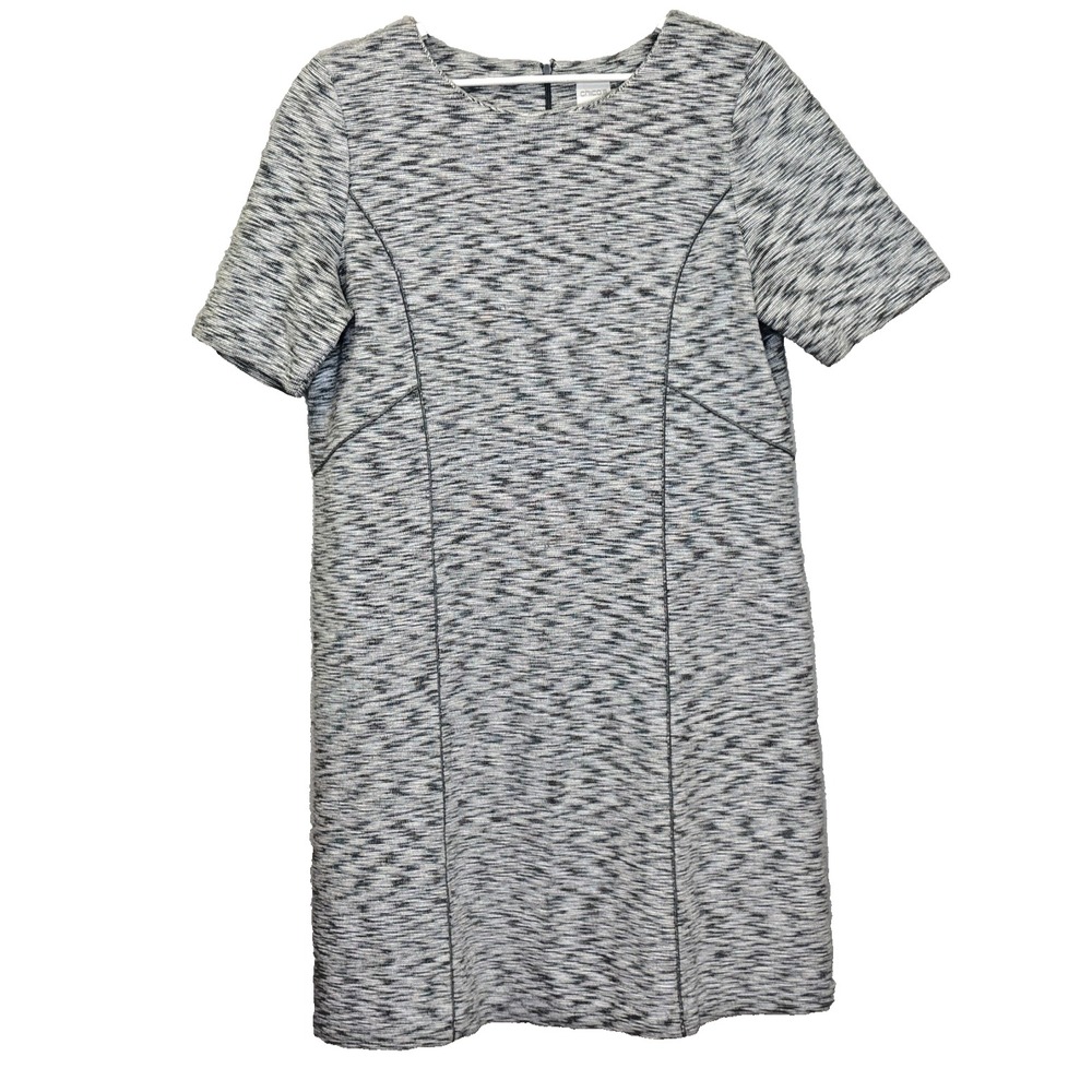 Chico's Shift Dress Womens Size 3 US XL Black White Heathered Short Sleeve
